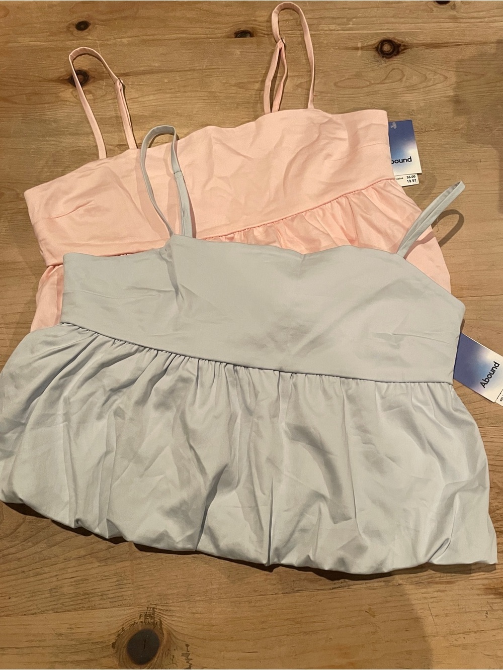 NWT Abound Babydoll Blue Pink crop cotton smock girlhood feminine casual Med